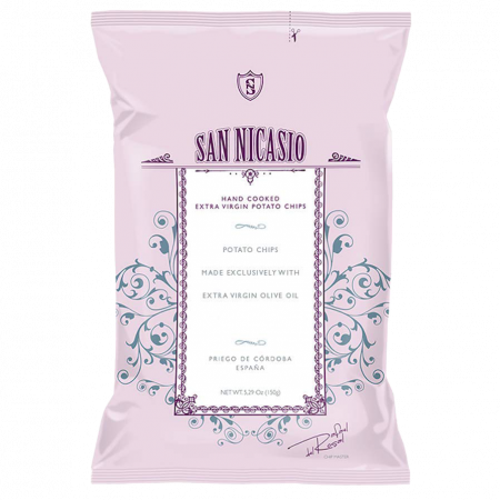 San Nicasio Kartoffelchips mit nativem Olivenl extra und rosafarbenem Himalayasalz, 150-g-Beutel
